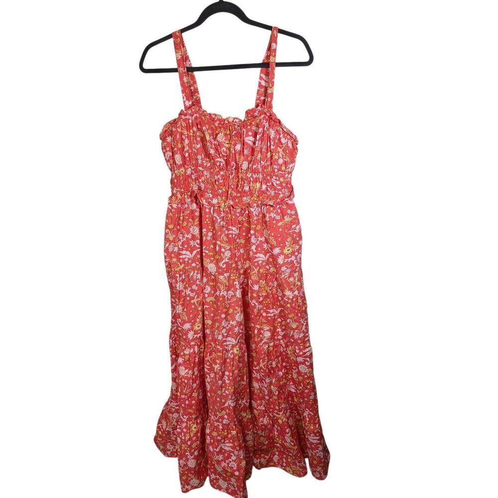 Chelsea & Theodore Ruffle-Trim Tiered Maxi Dress Red Floral Print and Ruffle Det